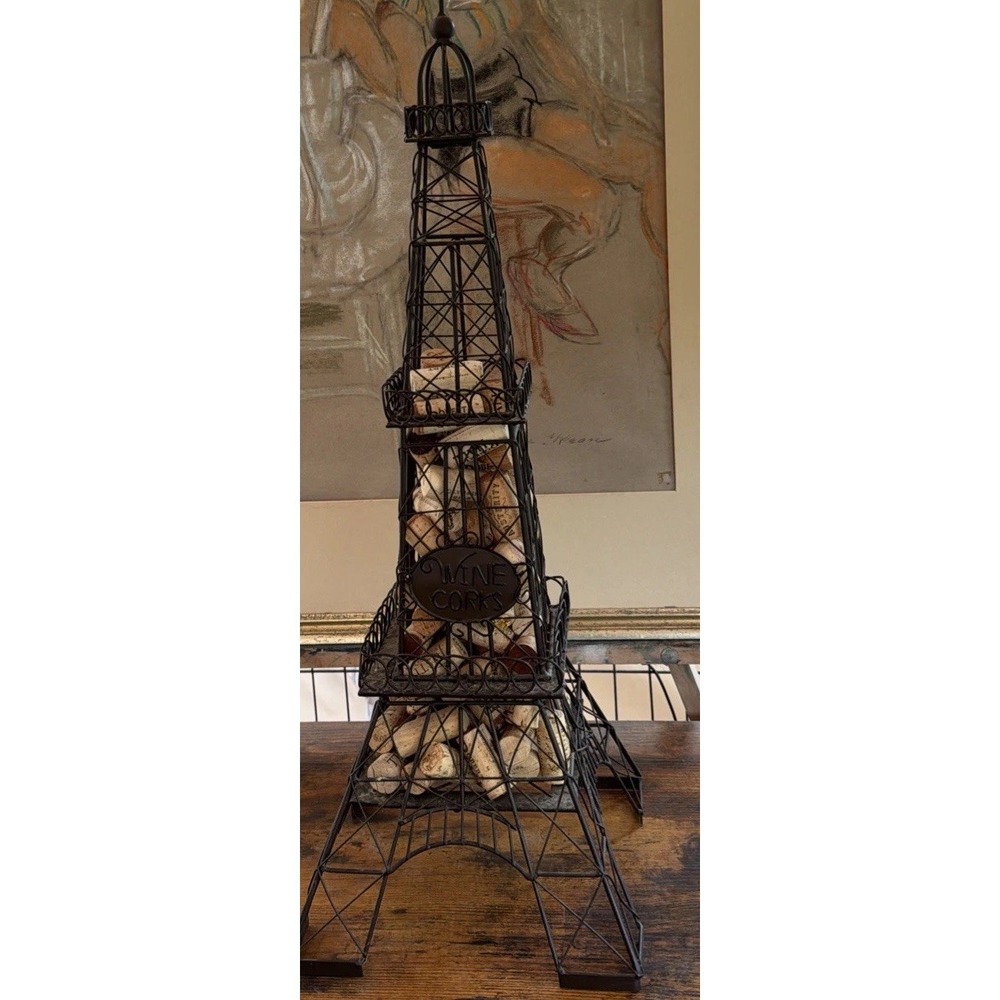Black Metal Eiffel Tower 25" For Corks Or FairyLights Paris Wine lovers